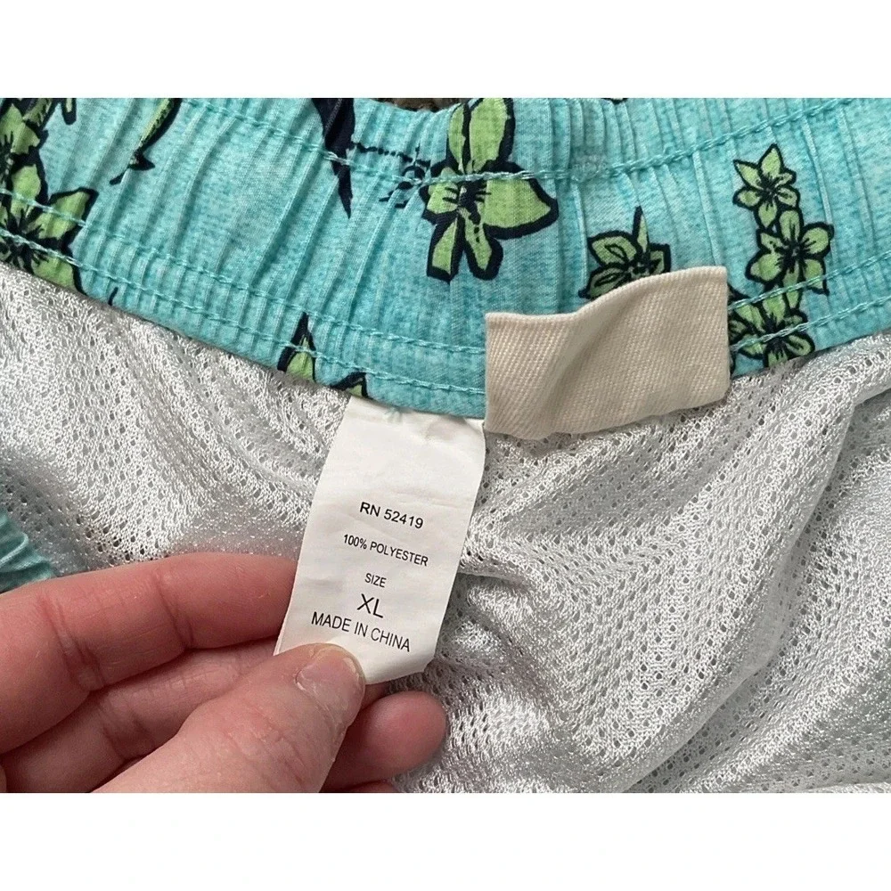Men's Pull On Blue/green Surf Themed Swim Trunks/board Shorts Beach Vacation XL‎